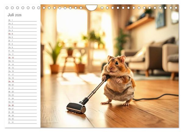 Produktbild: Hamsti Haushalt - Ordnung mit Pfiff und Flausch (Wandkalender 2026 DIN A4 quer), CALVENDO Monatskalender