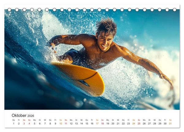 Produktbild: Surfen - Ride the Wave (Tischkalender 2026 DIN A5 quer), CALVENDO Monatskalender