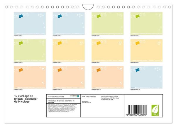 Produktbild: 12 x collage de photos - calendrier de bricolage (Calendrier mural 2026 DIN A4 vertical), CALVENDO calendrier mensuel