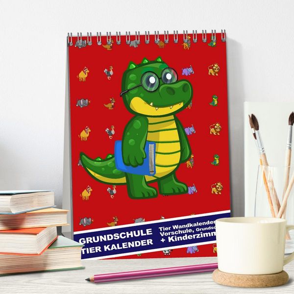Produktbild: Grundschule Tier Kalender - Tier Wandkalender f&uuml;r Vorschule, Grundschule und Kinderzimmer (Tischkalender 2026 DIN A5 hoch), CALVENDO Monatskalender
