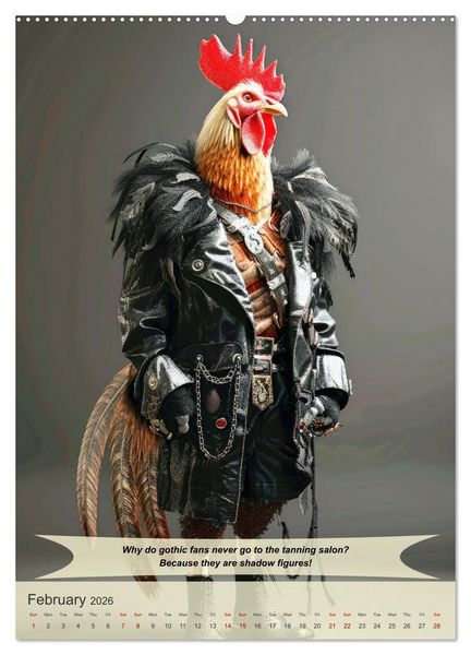 Produktbild: Funny animals in gothic style (High Quality Premium Wall Calendar 2026 DIN A2 portrait),CALVENDO 12 Month Wall Calendar