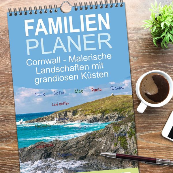 Produktbild: Familienplaner 2026 - Cornwall - Malerische Landschaften mit grandiosen K&uuml;sten mit 5 Spalten (Wandkalender, 21 x 45 cm) CALVENDO