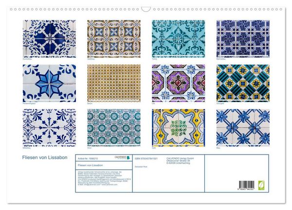 Produktbild: Fliesen von Lissabon (Wandkalender 2026 DIN A2 quer), CALVENDO Monatskalender