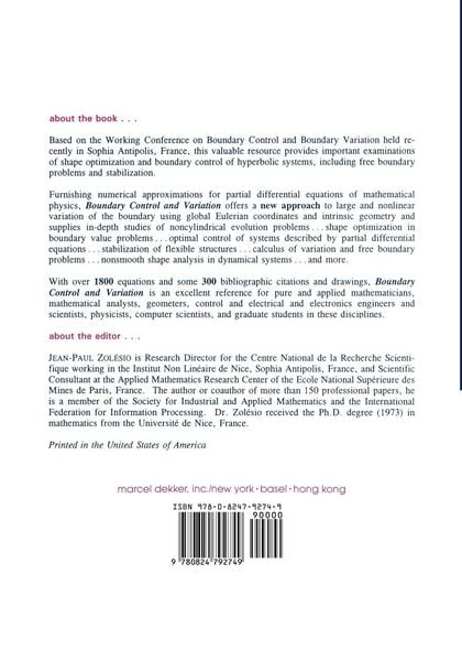 Produktbild: Boundary Control and Variation