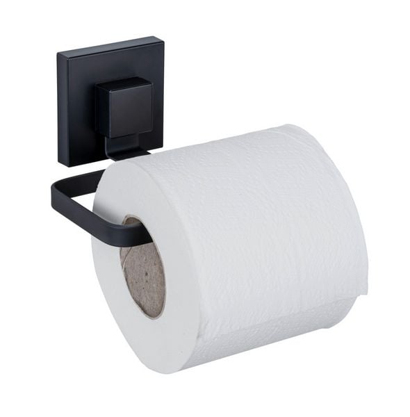 Vacuum-Loc Toilettenpapierhalter Mod. Quadro Schwarz, Befestigen ohne Bohren