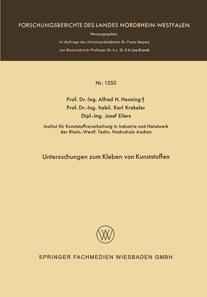Produktbild: Untersuchungen zum Kleben von Kunststoffen