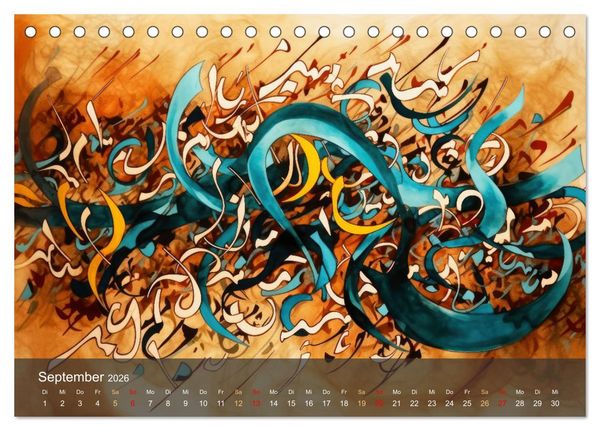 Produktbild: Arabische Kalligraphie in Kunstform (Tischkalender 2026 DIN A5 quer), CALVENDO Monatskalender