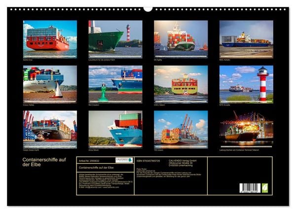 Produktbild: Containerschiffe auf der Elbe (Wandkalender 2026 DIN A2 quer), CALVENDO Monatskalender