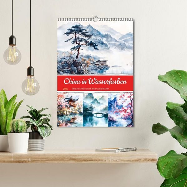Produktbild: China in Wasserfarben - Idyllische Reise durch Traumlandschaften (Wandkalender 2026 DIN A3 hoch), CALVENDO Monatskalender