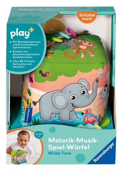 Produktbild: Play+ Motorik-Musik-Spiel-W&uuml;rfel: Wilde Tiere - ab 6 Monate
