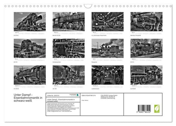 Produktbild: Unter Dampf - Eisenbahnromantik in schwarz-wei&szlig; (Wandkalender 2026 DIN A3 quer), CALVENDO Monatskalender