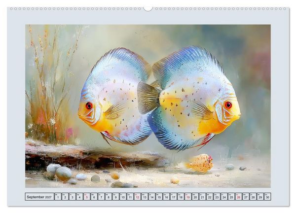 Produktbild: Diskusfische. Buntbarsche im S&uuml;&szlig;wasserbecken (hochwertiger Premium Wandkalender 2027 DIN A2 quer), Kunstdruck in Hochglanz