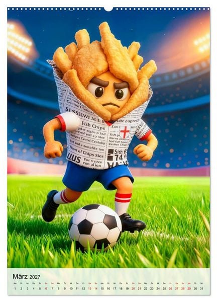 Produktbild: Food‑Fu&szlig;baller - Lustiger kulinarischer Fu&szlig;ballspa&szlig; (Wandkalender 2027 DIN A2 hoch), CALVENDO Monatskalender