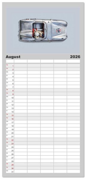 Produktbild: Familienplaner 2026 - Two-Seater Racing Cars 1950-1960 mit 5 Spalten (Wandkalender, 21 x 45 cm) CALVENDO