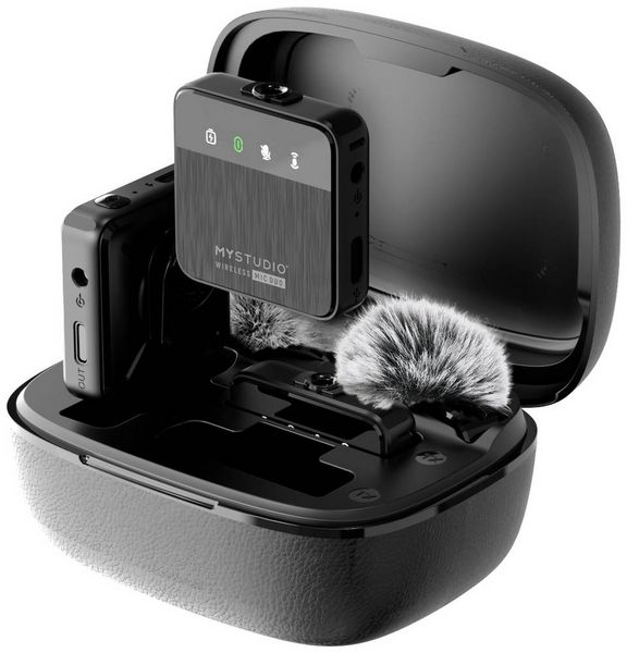 Produktbild: Ansteck Studiomikrofon Easypix MyStudio&reg; Wireless Mic Duo &Uuml;bertragungsart (Details):Kabelgebunden, Funk inkl. Windschutz, inkl. Mikrofoncase