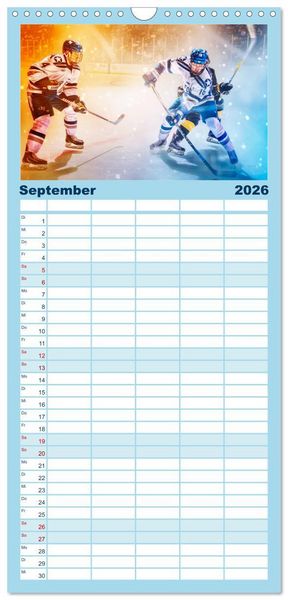 Produktbild: Familienplaner 2026 - Eishockey - Fight mit 5 Spalten (Wandkalender, 21 x 45 cm) CALVENDO