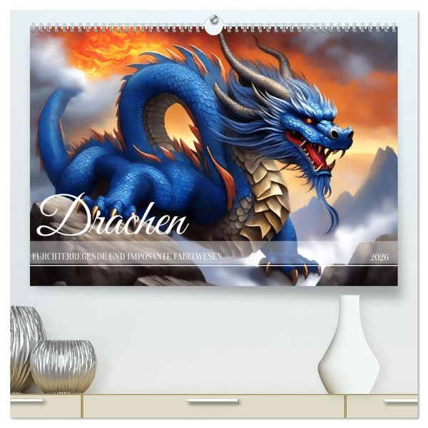 Produktbild: Drachen - Furchterregende und imposante Fabelwesen (hochwertiger Premium Wandkalender 2026 DIN A2 quer), Kunstdruck in Hochglanz
