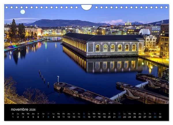 Produktbild: Cr&eacute;puscule sur Gen&egrave;ve (Calendrier mural 2026 DIN A4 vertical), CALVENDO calendrier mensuel