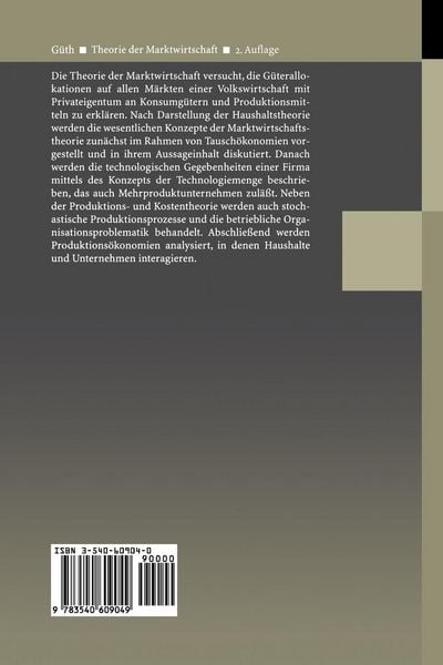 Produktbild: Theorie der Marktwirtschaft