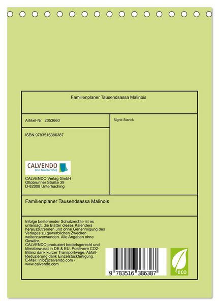 Produktbild: Familienplaner Tausendsassa Malinois (Tischkalender 2026 DIN A5 hoch), CALVENDO Monatskalender
