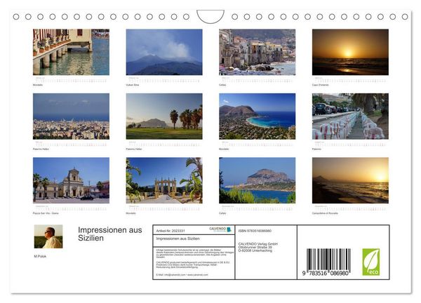 Produktbild: Impressionen aus Sizilien (Wandkalender 2026 DIN A4 quer), CALVENDO Monatskalender