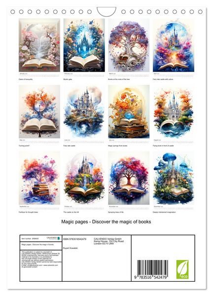 Produktbild: Magic pages - Discover the magic of books (Wall Calendar 2026 DIN A4 portrait), CALVENDO 12 Month Wall Calendar