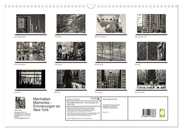 Produktbild: Manhattan Memories - Erinnerungen an New York (Wandkalender 2026 DIN A3 quer), CALVENDO Monatskalender