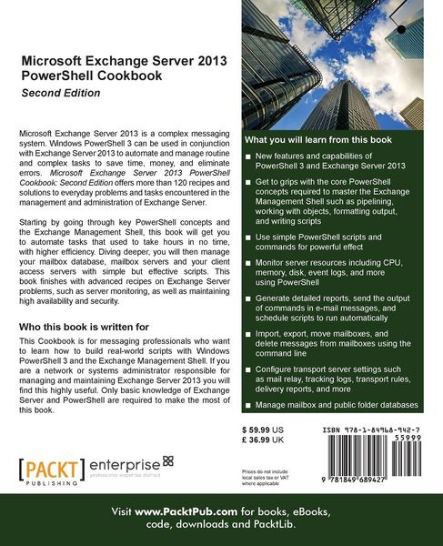 Produktbild: Microsoft Exchange Server 2013 Powershell Cookbook