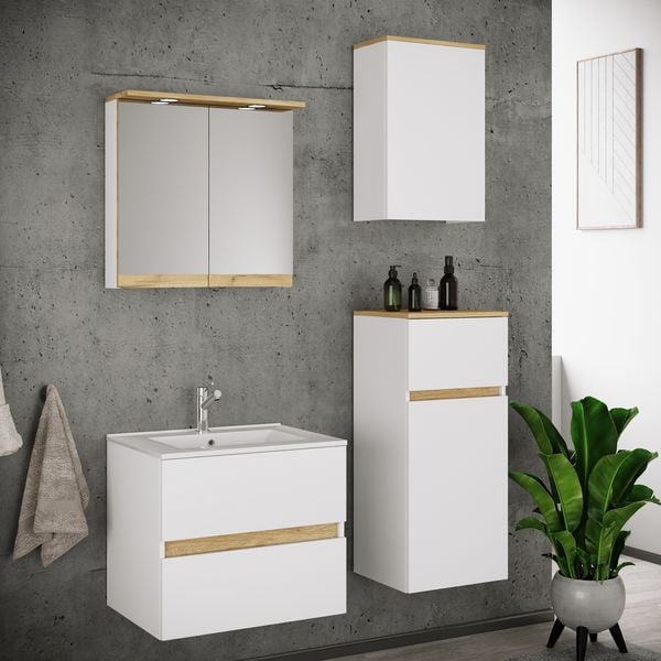 Produktbild: 5 tlg. Badm&ouml;bel-Set mit Waschbecken Cosila-I 61 cm
