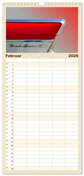 Produktbild: Familienplaner 2026 - American Dream: Heckflossen-Ikonen mit 5 Spalten (Wandkalender, 21 x 45 cm) CALVENDO