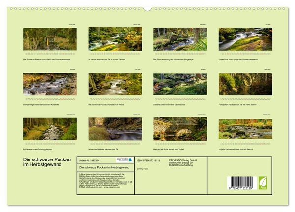 Produktbild: Die schwarze Pockau im Herbstgewand (hochwertiger Premium Wandkalender 2026 DIN A2 quer), Kunstdruck in Hochglanz