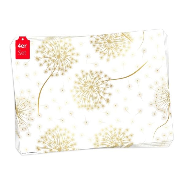 Produktbild: Tischsetmacher Tischsets Goldene Pusteblume, aus hochwertigem Vinyl (4 St&uuml;ck), 44 x 32 cm
