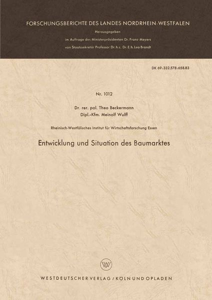 Produktbild: Entwicklung und Situation des Baumarktes