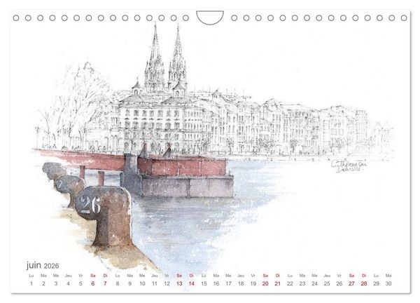 Produktbild: BORDEAUX, promenade dessin&eacute;e (Calendrier mural 2026 DIN A4 vertical), CALVENDO calendrier mensuel