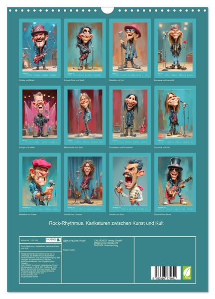 Produktbild: Rock-Rhythmus. Karikaturen zwischen Kunst und Kult (Wandkalender 2027 DIN A3 hoch), CALVENDO Monatskalender