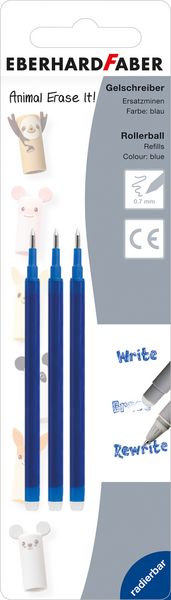 Produktbild: EBERHARD FABER Rollerpatrone Gel Erase it! Animal, 0,7 mm blau