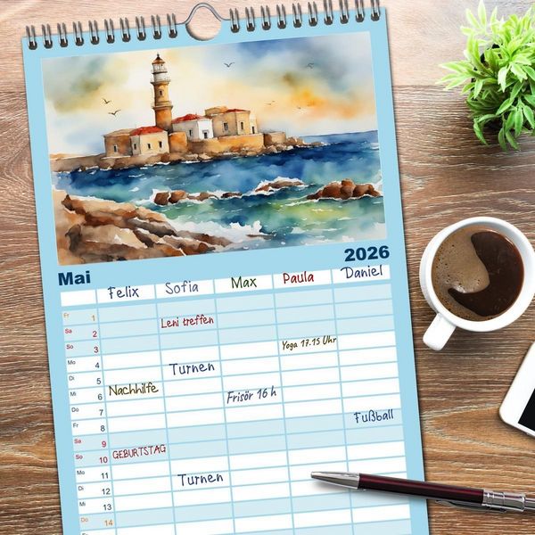 Produktbild: Familienplaner 2026 - Facetten des Meeres mit 5 Spalten (Wandkalender, 21 x 45 cm) CALVENDO