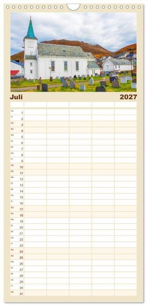 Produktbild: Familienplaner 2027 - Norwegens K&uuml;stenst&auml;dte mit 5 Spalten (Wandkalender, 21 x 45 cm) CALVENDO