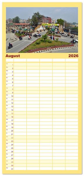 Produktbild: Familienplaner 2026 - KATHMANDU, Nepals Hauptstadt mit 5 Spalten (Wandkalender, 21 x 45 cm) CALVENDO
