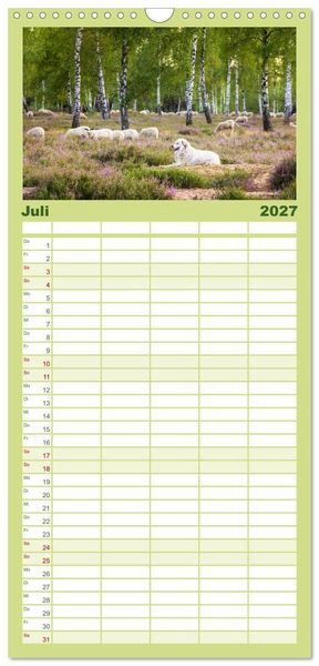 Produktbild: Familienplaner 2027 - Romantische Heidebl&uuml;te mit 5 Spalten (Wandkalender, 21 x 45 cm) CALVENDO