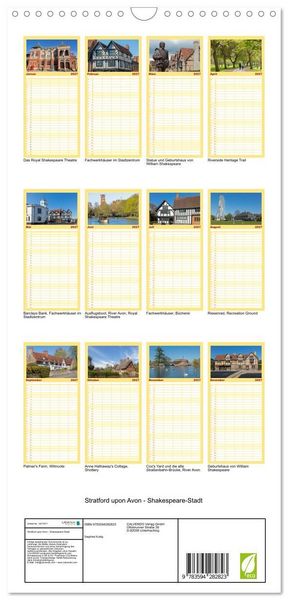 Produktbild: Familienplaner 2027 - Stratford upon Avon - Shakespeare-Stadt mit 5 Spalten (Wandkalender, 21 x 45 cm) CALVENDO