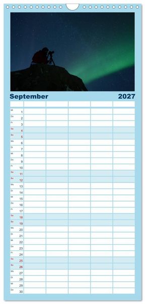 Produktbild: Familienplaner 2027 - Magische N&auml;chte - POLARLICHT mit 5 Spalten (Wandkalender, 21 x 45 cm) CALVENDO