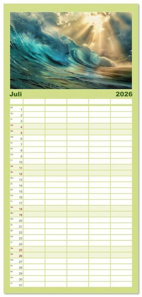 Produktbild: Familienplaner 2026 - Quelle des Lebens - Wasser und Landschaft mit 5 Spalten (Wandkalender, 21 x 45 cm) CALVENDO
