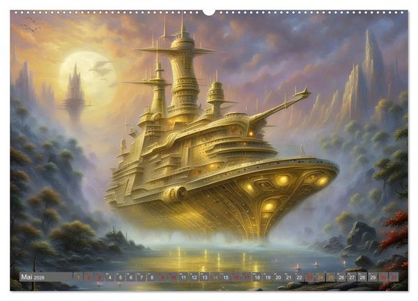 Produktbild: Futuristische Giganten Eine Welt von Morgen (hochwertiger Premium Wandkalender 2026 DIN A2 quer), Kunstdruck in Hochglanz
