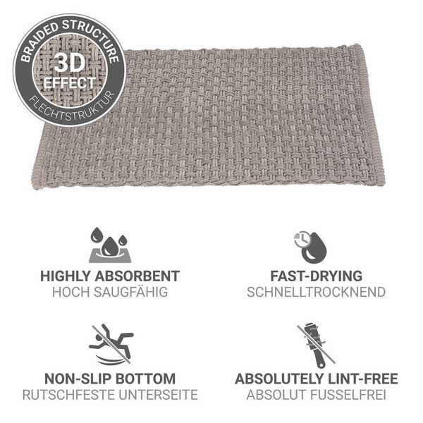 Produktbild: Badteppich Mod. Ecoli, grau, Polyester-Baumwolle, 50x80 cm, rutschhemmend, geeignet f&uuml;r