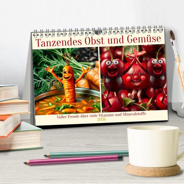 Produktbild: Tanzendes Obst und Gem&uuml;se (Tischkalender 2026 DIN A5 quer), CALVENDO Monatskalender