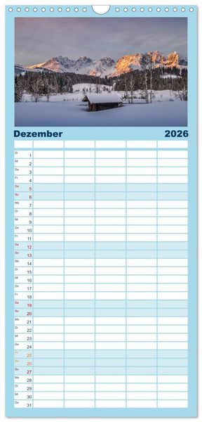 Produktbild: Familienplaner 2026 - Der Wilde Kaiser, das Kletterparadies bei Kitzb&uuml;hel mit 5 Spalten (Wandkalender, 21 x 45 cm) CALVENDO