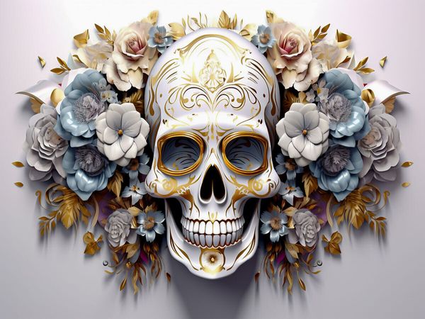 Produktbild: CALVENDO Puzzle Ein Motiv aus dem Kalender Skull Flower - Totenkopf ART | 1000 Teile Lege-Gr&ouml;&szlig;e 64x48cm Foto-Puzzle f&uuml;r gl&uuml;ckliche Stunden