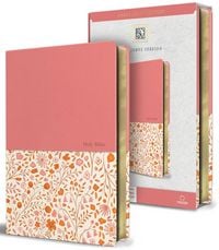 Produktbild: KJV Holy Bible, Large Print Handy Size Format, 2 Piece Pink Floral Leathersoft with Ribbon Marker, Red Letter