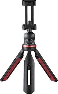 Produktbild: Hama Solid Tischstativ 1/4 Zoll Arbeitsh&ouml;he=16 - 19 cm Schwarz Kugelkopf, Wasserwaage, inkl. Smartphonehalter